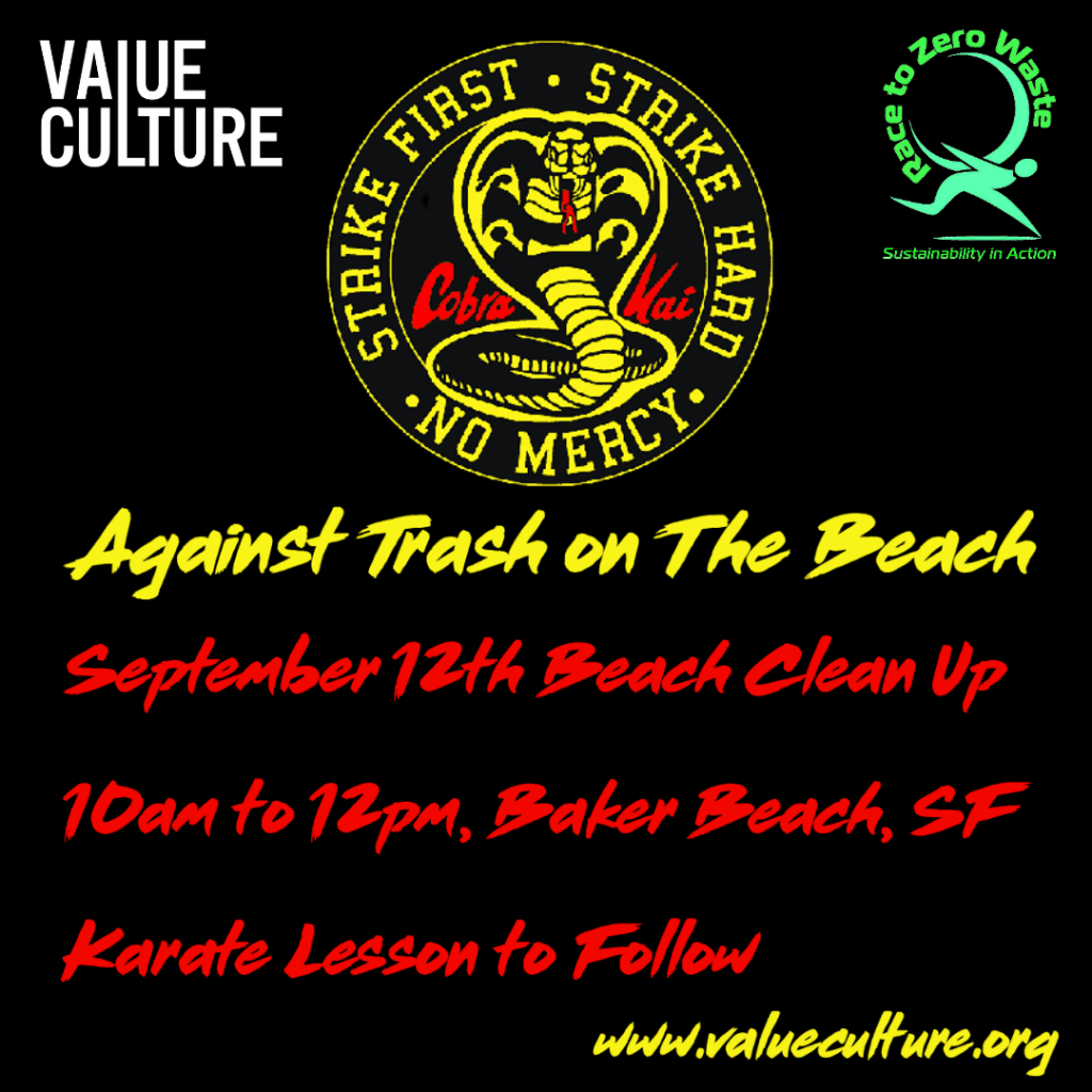 STRIKE against trash on the beach! Sept 12 10am-12pm Baker Beach SF. Karate Lesson to follow.